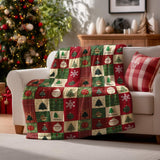 Horaldaily Christmas Flannel Blanket Throw, Red Green Checkered Tree Snow Ornaments Soft Fuzzy Plush Cozy Fleece Blankets for Couch Sofa Bed Lounging, Ideal Gifts for Kids Adults Wife Self, 50x60 Horaldaily