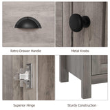 Buffet Sideboards, Kitchen Storage Cabinet, Large Storage with 3 Drawers and 2 Doors Sideboard, Farmhouse Coffee Bar Cabinet with Retro Cabinet Handles, Adjustable Shelf for Living Room, Ash Grey GAOMON