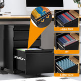 STANI 3 Drawer Mobile File Cabinet with Lock Under Desk Metal Filing Cabinet Locking Office Mobile Cabinet with Wheels Under Desk Office Drawers Rolling Mobile File Cabinet Assembly Required Black STANI