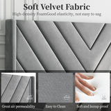 Yaheetech Full Bed Frame Upholstered Platform Bed with Wing Side Tufted Headboard/Sturdy Wooden Slat Support/No Box Spring Needed/Mattress Foundation,Light Gray Full Bed Yaheetech