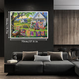 Colorful Quilts Puzzles for Adults 1000 Pieces, Cozy Grandma Garden Jigsaw Puzzles, Pretty Cat Flower Puzzles BBOLDIN