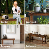 Outdoor Garden Bench, Weatherproof Patio Benches 2-Person Seat Backless Wooden Porch Bench, Multifunctional Slat All Weather Bench for Garden Lawn Porch Park Backyard (Carbonized Brown, 35.5 inch) Nidouillet