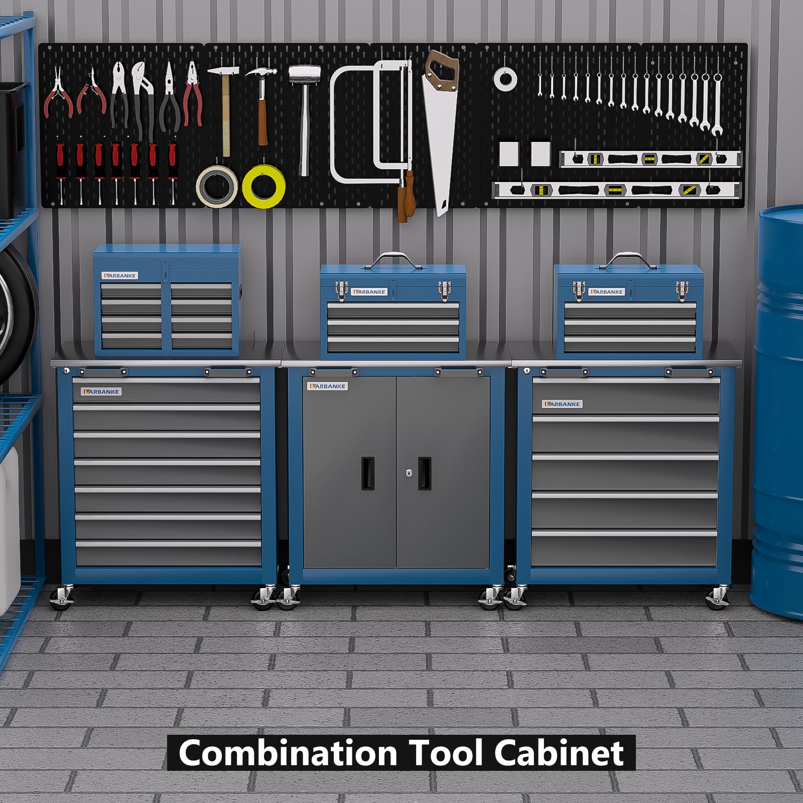 LARBANKE 7-Drawer Rolling Tool Chest Toolbox,Tool Box with 360° Lockable Wheels and Padded Feet,Tool Chest with Keyed Locking System and Drawer Liners,can be Combined Storage System with Tool - WoodArtSupply