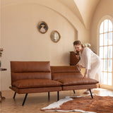 Futon Sofa Bed, Memory Foam Futon Couch with Adjustable Backrest, Multi-Functional Design Convertible Sofa Bed, Space-Saving Sleeper Sofa for Living Room(New Brown) MLILY