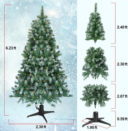 MIMIRGB 6Ft Rotating Artificial Christmas Tree, 360° Spinning Christmas Tree Stand with Remote Control and Timer W/300 Warm LED Lights