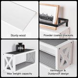 RICHER HOUSE Floating Shelves with Guardrail, Rustic Wood Shelves for Wall Décor, Farmhouse Bathroom Accessories Wall Mounted, Bathroom Wall Organizer over Toilet Storage, Kitchen, Living Room - White RICHER HOUSE