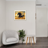 Horse Running in the Wheat Field Paint by Numbers Kit for Adults Beginner, Black Horses in Sunset Scenery Paint by Numbers, Horse with Flying Mane Oil Painting for Home Decor(16×20inch, Unframe) ARNLRDYA