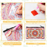 Silkfly 4 Pcs Diamond Painting Art Makeup Bags DIY Purses Toiletry 5d Handmade Double Design Diamond Painting Cosmetic Bags Bulk with Zipper Rhinestone Accessories for Women(Mandala) Silkfly