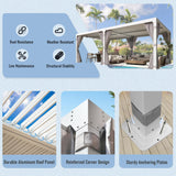 YOLENY Louvered Pergola 10x20, Aluminum Gazebo with Adjustable Waterproof Roof, Curtains and Netting Included, Deck and Backyard, White YOLENY