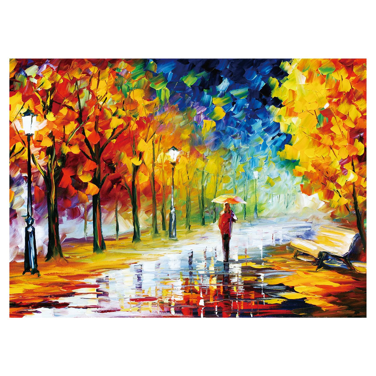 SiTimmGer Jigsaw Puzzles 500 Pieces for Adults Evening Walk on Rainy Day Street Tree Oil Painting Modern Landscape for Teens Kids Great Gift Intellectual Game Toys 14.5" x 20" SiTimmGer