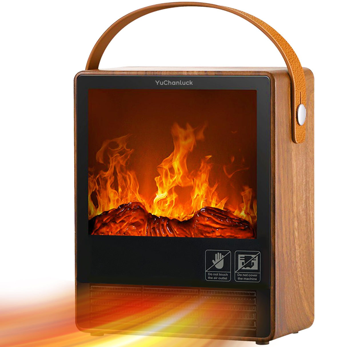 Portable Electric Fireplace Heater for Indoor Use,Fake Fireplace Space Heaters 1500W High Power,Small Fireplace with Realistic 3D Flame Effect,Mini Heater with Overheat and Tilt Protection YUCHANLUCK