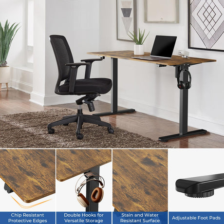 Our Modern Space Height Adjustable 55" Electric Standing Desk - Upgraded Ultra Durable Home Office Large Rectangular Computer or Laptop Sit Stand Workstation - 55 x 24 Inch (Rustic Brown, 55 Inches) Our Modern Space
