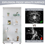 Fulocseny 64.5'' Glass Display 4-Shelf Cabinet in Clear with Two Door, White Modern Curio Cabinet Case Collection Display Case, Floor Standing Bookshelf for Living Room Bedroom Home Office (White) Fulocseny