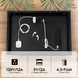 TC-HOMENY Floating Nightstand with 2 Drawers, LED Nightstand with Voice-Activated Mode, Side Table End Table with Charging Station (Black) TC-HOMENY