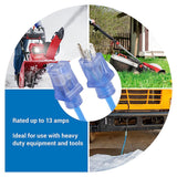 Clear Power 100 ft 14/3 SJTW -50°C Extreme Cold Weather Outdoor Indoor Extension Cord, Blue, Grounded Plug and Lighted Connector, Ideal for Snow Blowers and Power Tools, DCOC-0078-DC Clear Power