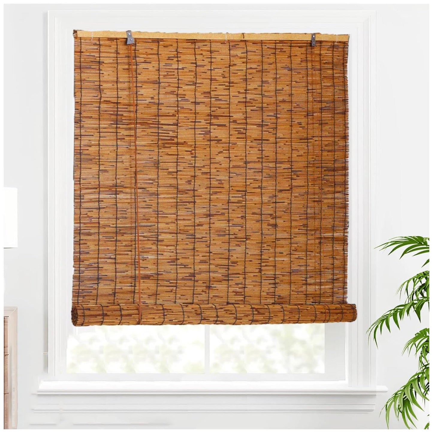 26" 34" 36" 40" 42" 46" 48" 54" 60" 66" 72" Wide, Blackout Bamboo Roll Up Shade For Outdoor Patio Privacy, Bamboo Roller Blind With Lift, Cordless Bamboo Roman Window Curtain For Balconies(36"W x 84"H