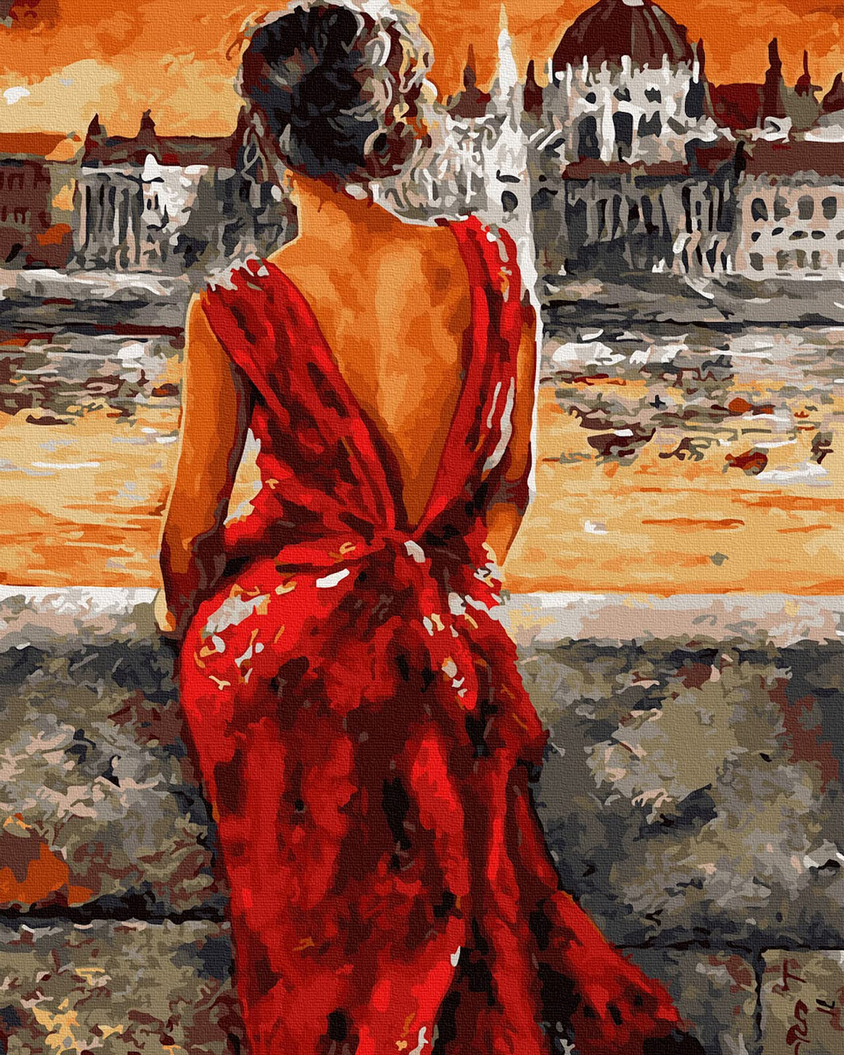 LukFun Paint by Number Kit for Adults, Lady Paint by Numbers on Canvas, 16 x 20 inch (Romantic Journey, Without Frame) LukFun