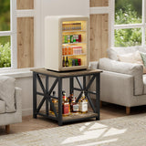 GreenForest End Table with 2-Tier Storage Shelf, 24 inch Side Table for Living Room,Modern Nightstand for Bedroom Bedside Office Farmhouse, Grey Wash GreenForest