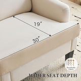 Bezseller Modern Accent Chair, Upholstered Reading Armchair with Wood Legs, Mid-Century Leisure Comfy Single Sofa Chair for Living Room, Bedroom, Home, Office, Beige Bezseller