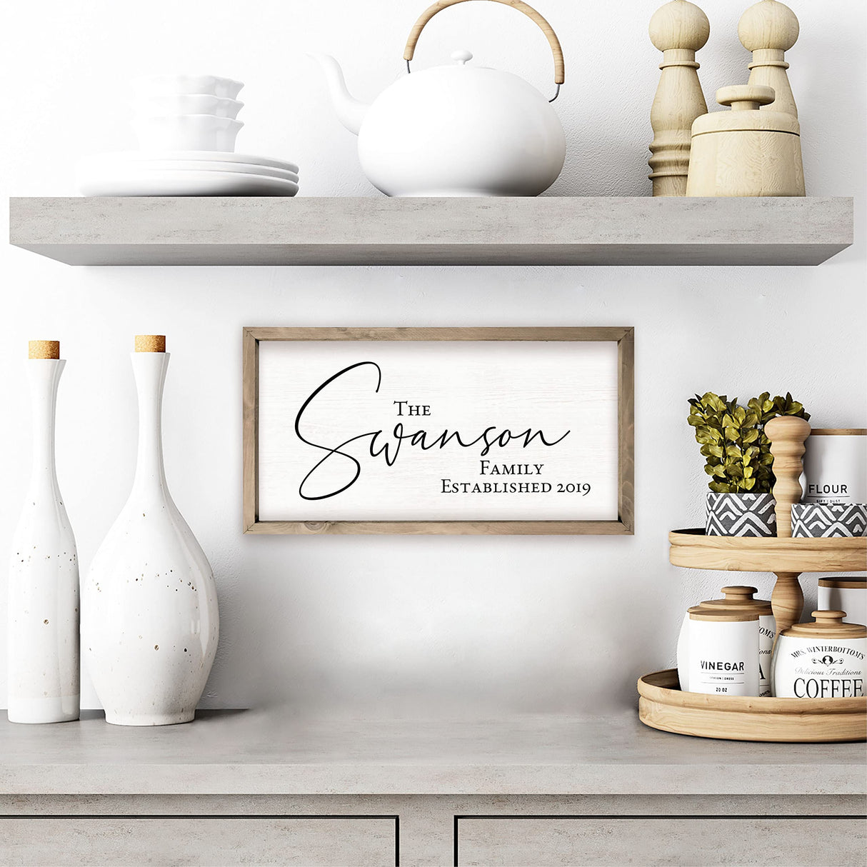 Personalized Framed Wooden Family Name Sign | Custom Family Established Wood Sign | Family Sign Wood Wall Decor… (15" x 30") MRC Wood Products