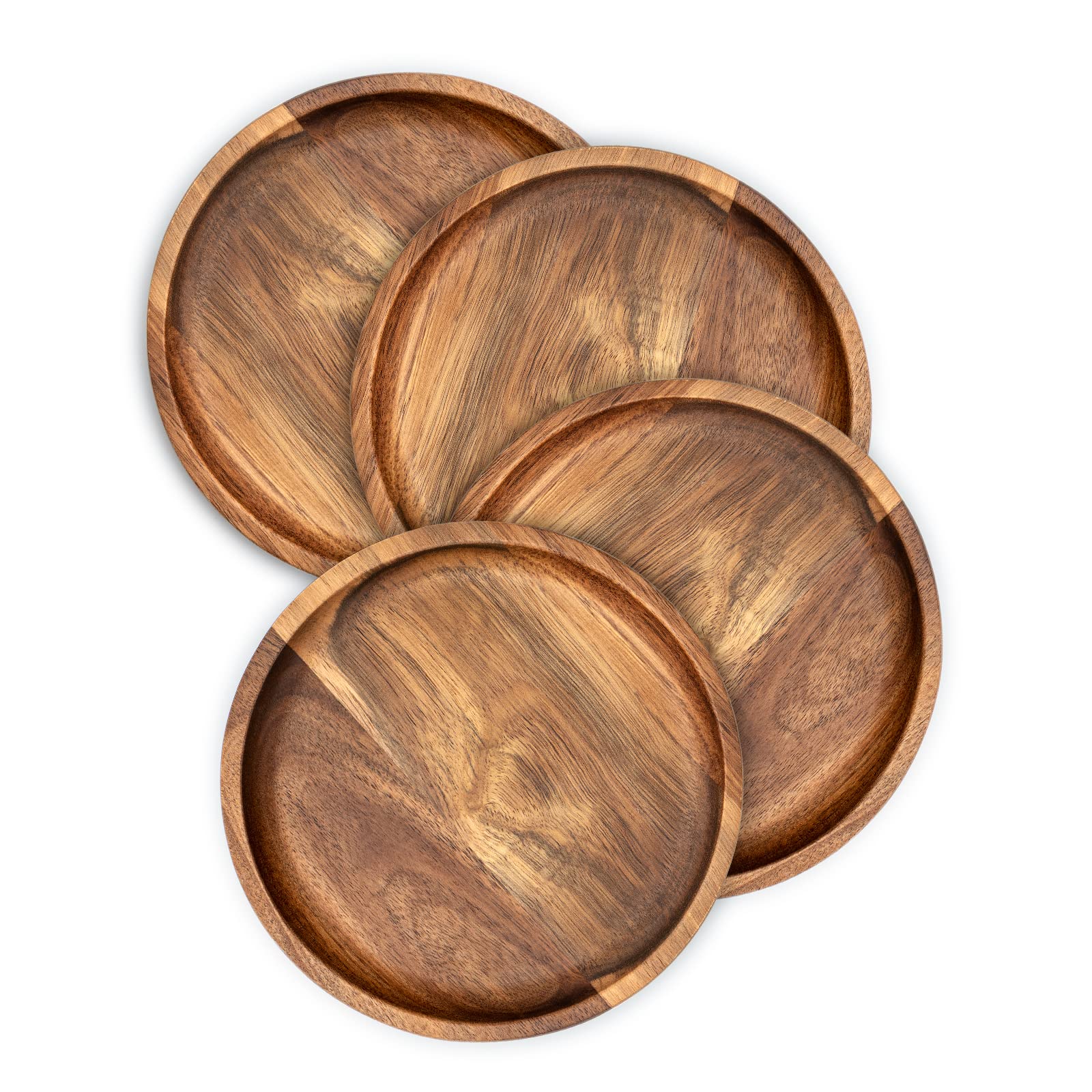 Wooden Plates Round Dinner Plates 6 Inch Acacia Wood Serving Tray Wooden Serving Platters for Home Decor, Food, Vegetables, Fruit, Charcuterie, Appetizer Serving Tray (Set of 4 Wooden Charger - WoodArtSupply