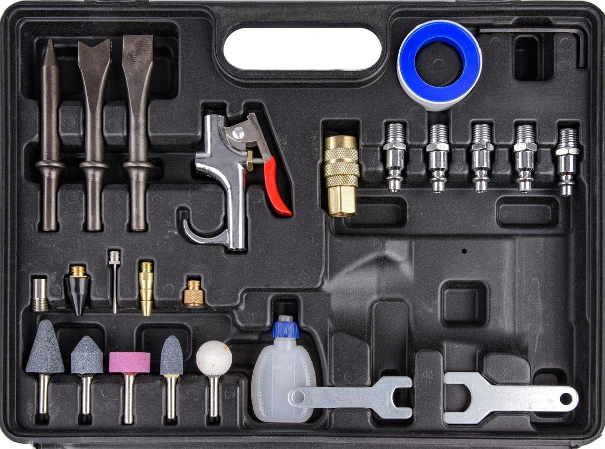 JEGS 81151 Air Tool Kit Includes Impact Wrench Ratchet Wrench Hammer Die Grinder JEGS