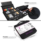 HIFORNY 126 PCS Drawing Kit Sketching Pencil Set,Sketch Pencils Art Supplies with 3-Color Sketchbook,Graphite,Charcoal,Blending Tools,Drawing Pencils for Adults Artists in Zipper Case HIFORNY