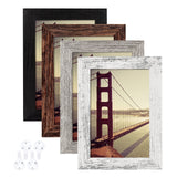 BAIJIALI 4x6 Picture Frame Distressed Farmhouse Wood Pattern Set of 4 with Tempered Glass,Display 3.5x5 with Mat or 4x6 Without Mat,Multicolour BAIJIALI