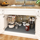 TigeJoy Under Sink Mat for Kitchen Cabinet 34" x 22", Upgraded Thick Silicone Waterproof Protector with Raised Edge, Anti-Leak Shelf Liner for Bathroom Tray Sink Organizers and Storage TigeJoy