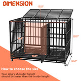 LEMBERI 48/38 inch Heavy Duty Indestructible Dog Crate, Escape Proof Dog Cage Kennel with Lockable Wheels,High Anxiety Double Door,Extra Large Crate Indoor for Large Dog with Removable Tray LEMBERI