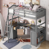Harper & Bright Designs Grey Twin Size Loft Bed with Integrated Desk, Drawers, and Storage Solutions for Kids and Teens Harper & Bright Designs