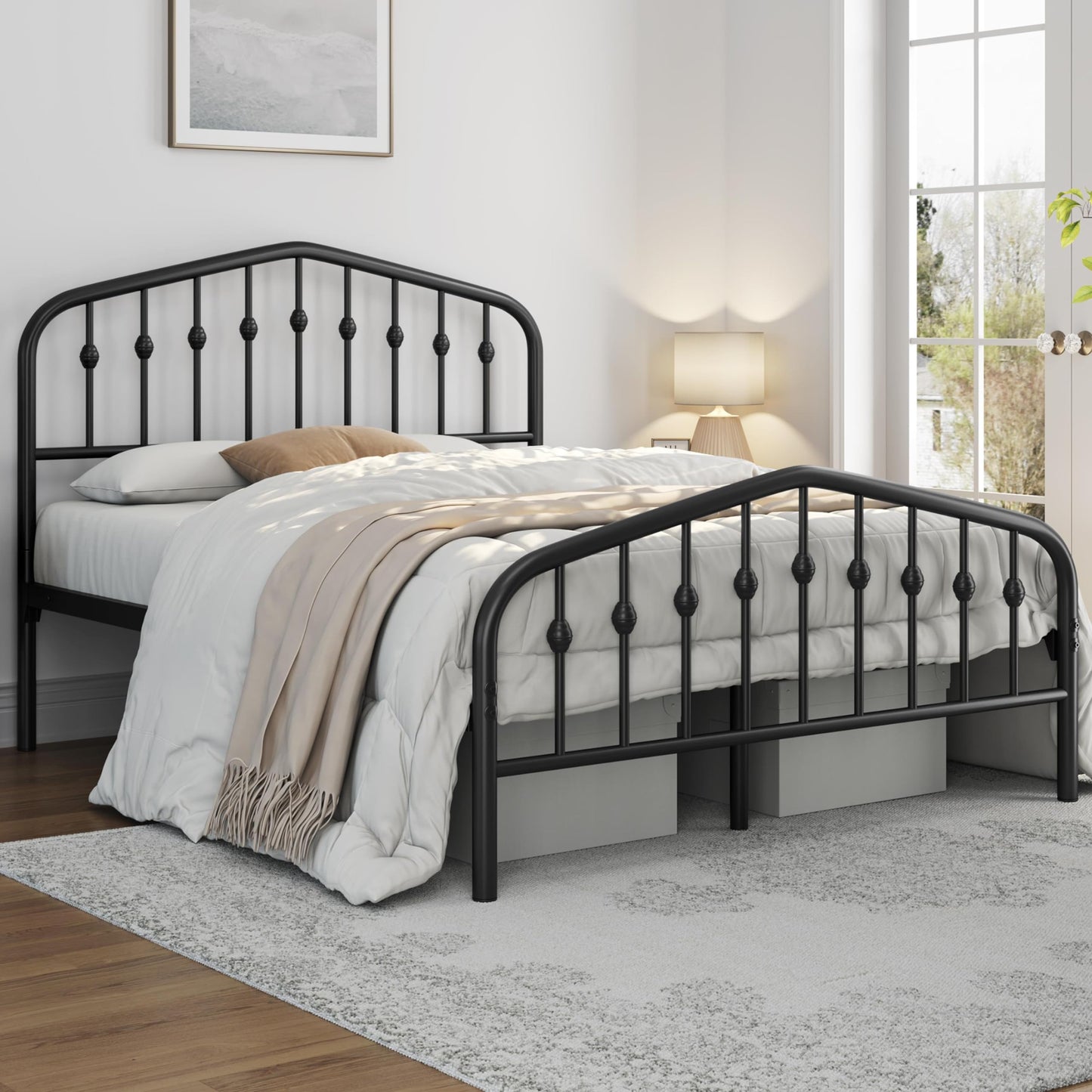 Yaheetech Full Bed Frames Metal Platform Bed with Victorian Style Wrought Iron Headboard and Footboard/Easy Assembly/No Box Spring Needed/Black Full Bed