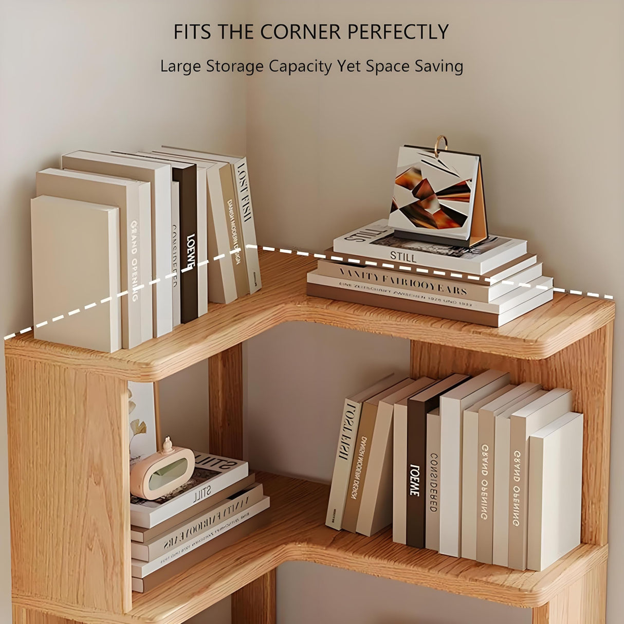 4-Tiers Corner Bookshelf with Storage, Modern Geometric Bookcase, L-Shaped Book case estantes,Wooden Storage Shelves,for Home Office, Living Room, Bedroom (4-Tier) WoodArtSupply