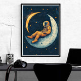 Kaliosy 5D Diamond Art Kits for Adults Astronaut by Number Kits, Diamond Painting Art Starry Moon DIY Full Drill Crystal Craft Cross Stitch Embroidery Decoration (12x16 inch) 30x40 cm Kaliosy