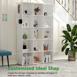 C&AHOME Cube Storage Organizer, 16-Cube Shelves Units, Plastic Storage Cubes, DIY Closet Organizer, Modular Closet Storage Shelves Ideal for Home, Bedroom, 48.4" L × 12.4" W × 48.4" H Milky UPCS16M C&AHOME