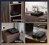 Biometric Smart Safe with Wireless Charging for Phone and Watch, 3 Quick Access Stopbox with Fingerprint Backlit Keypad - Compact Nightstand Drawer with LED Light, 24/7 Digital Clock, Bedside, Office ORARAER