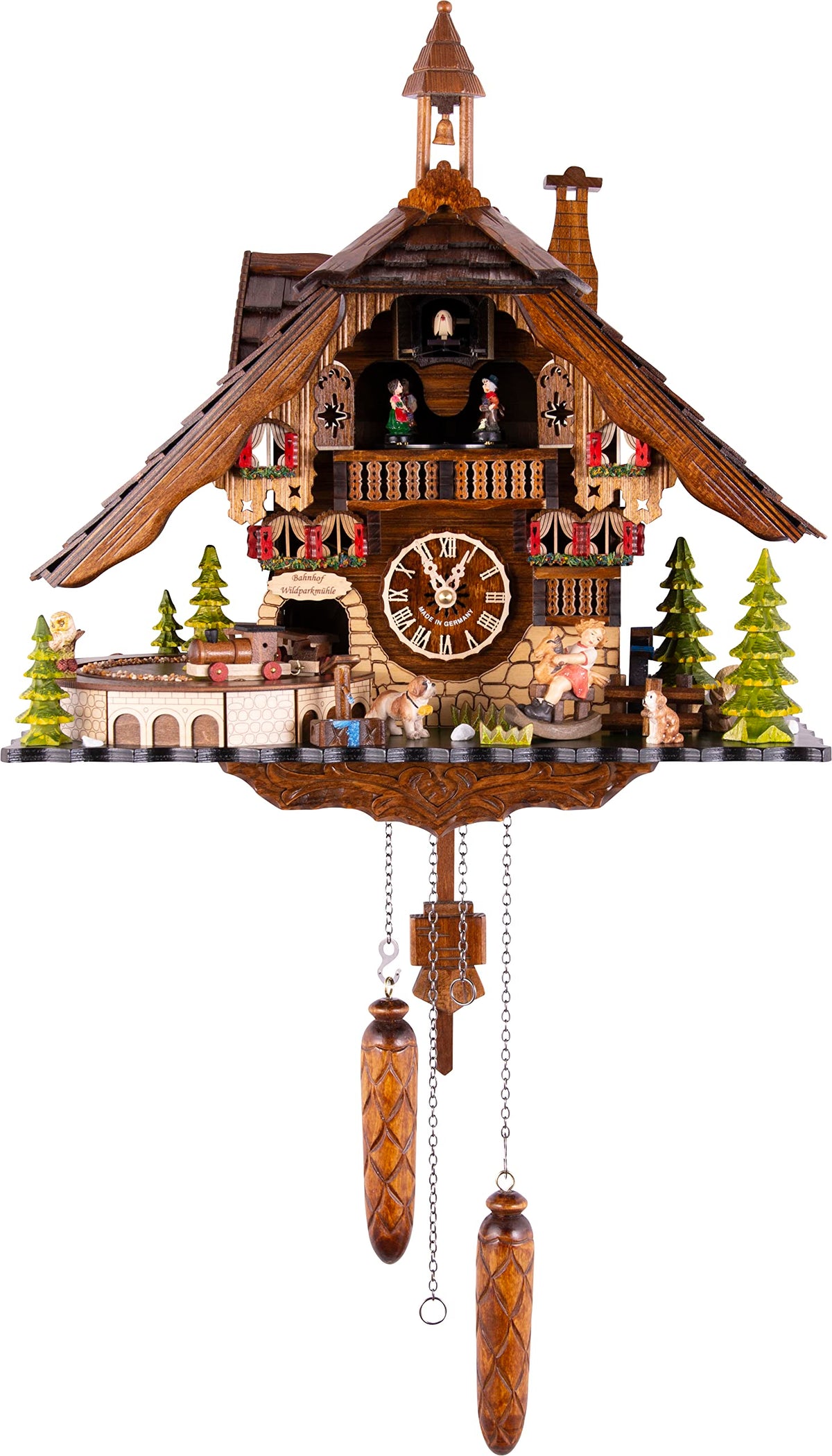 Cuckoo Palace Cuckoo Clock Deer Park Mill Station Chalet-Style 33cm Quartz-Movement Cuckoo Palace