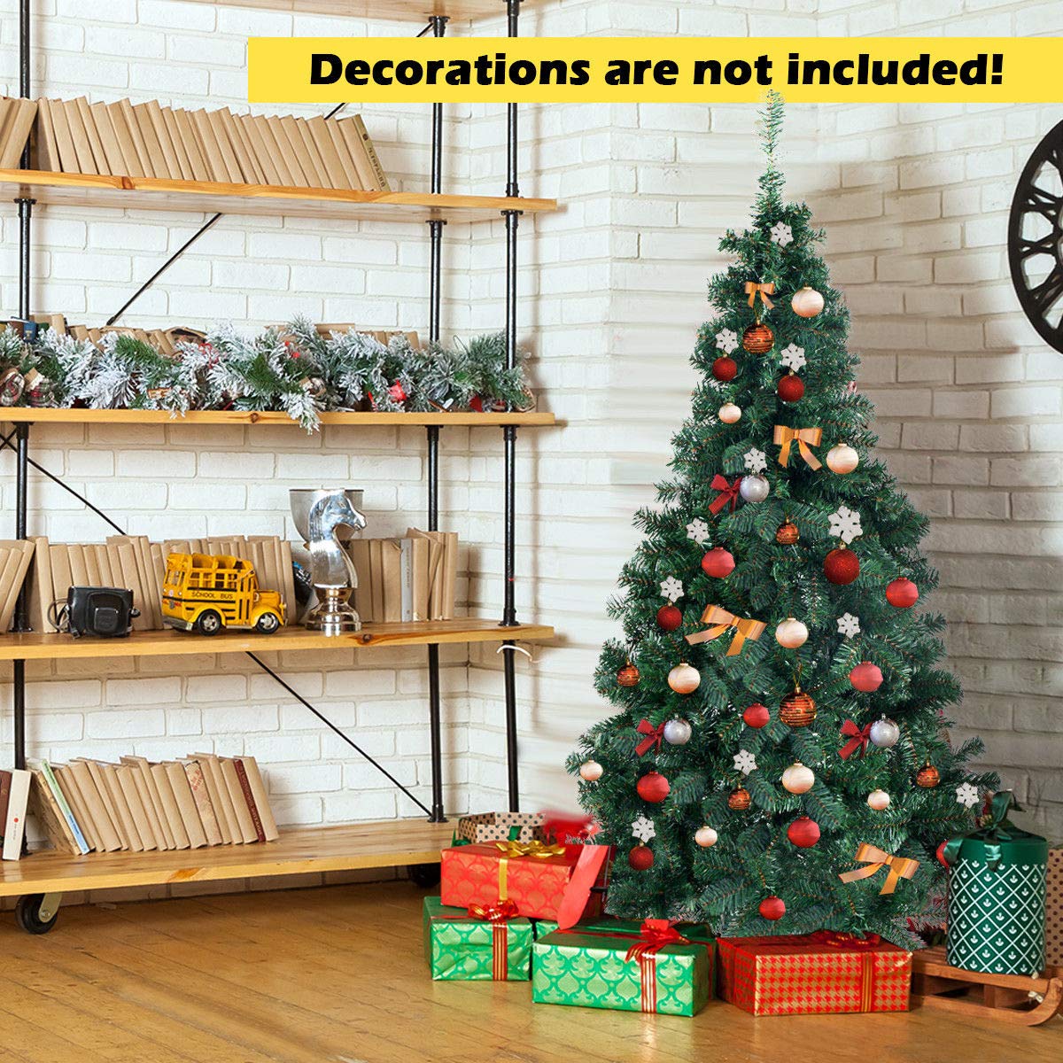 COSTWAY 6Ft Artificial PVC Christmas Tree W/Stand Holiday Season Indoor Outdoor Green COSTWAY