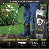 Sun Joe Electric Pressure Power Washer, 2030 PSI, 1.2 GPM, Dual Soap Tanks, SPX3000, Black Sun Joe