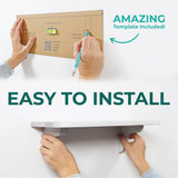 Real Wood Rustic White Farmhouse Wall Shelves - 17 inch (3 Pack) - Easy to Install, Template and Video Included - White Washed Floating Shelves, Antique Floating Shelves Willowy