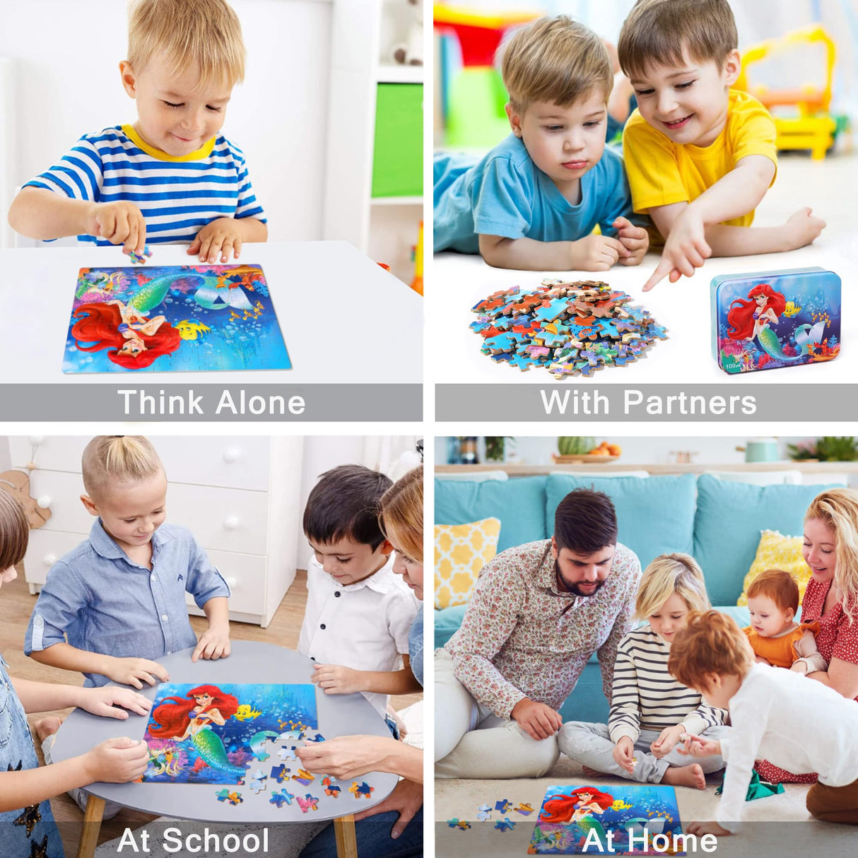 LELEMON Pretty Puzzles for Kids Ages 4-8,100 Piece Puzzles for Kids,Educational Kids Puzzles Jigsaw Puzzles in a Metal Box,Childrens Puzzles 100 Piece Puzzle Games Puzzle Toys for Girls and Boys LELEMON