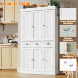 71" Tall Kitchen Cabinet Pantry Storage,Modern Kitchen Hutch Cabinet with Doors and Adjustable Shelves,Large Freestanding Food Pantry with 2 Drawer for Dining Room, Living Room, Hallway,White chartustriable
