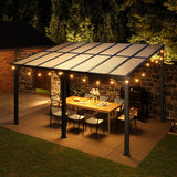 Aoxun Gazebo for Patio 10' x 14', Gazebo Pergola with Sloped Roof, Large Wall-Mounted Heavy Duty Awnings, for Backyard, Patio, Deck and More Aoxun