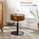 LUE BONA Adjustable Swivel Vanity Chair, Brown Faux Leather Stool for Makeup Room, Small for Bathroom, Living Room LUE BONA