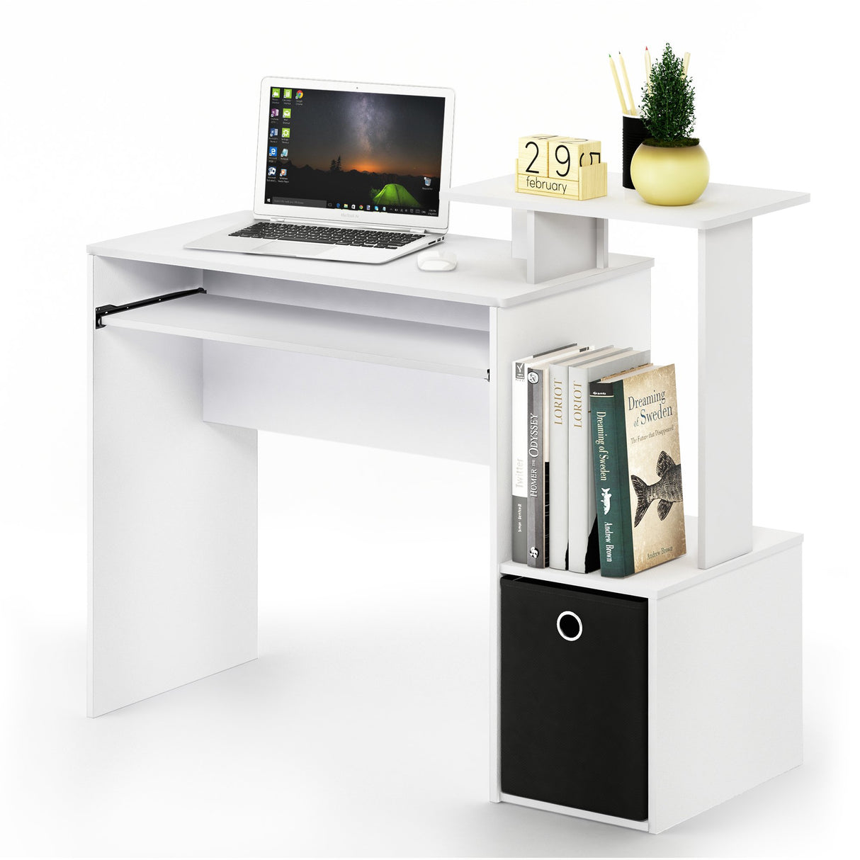 Furinno Econ Multipurpose Home Office Computer Writing Desk, White/Black Furinno
