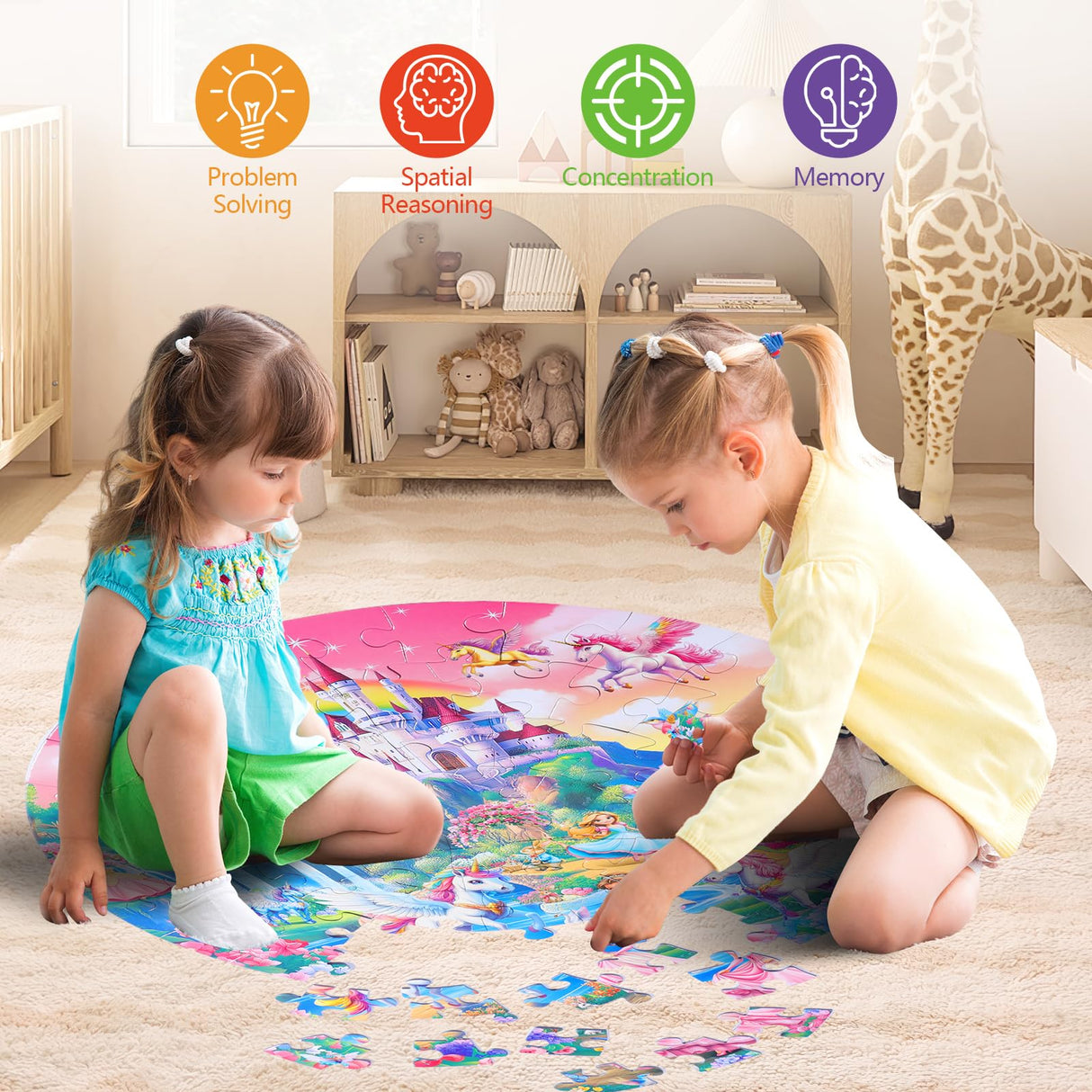 Civaner 70 Pieces Floor Puzzles for Kids Large Puzzles for Kids Ages 3 4 5 6 7 8 Jigsaw Puzzle Educational Puzzle Toy Gifts for Toddlers Boys Girls Baby Shower Birthday(Unicorn) Civaner