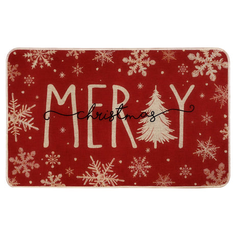 Heirloom Haven Merry Christmas Snowflakes Red Winter Doormat 17 x 29 Inch, Christmas Tree Holiday Decorative Throw Mat Non-Skid Entryway Mat Washable Floor Mats for Bedroom Living Room Kitchen Heirloom Haven