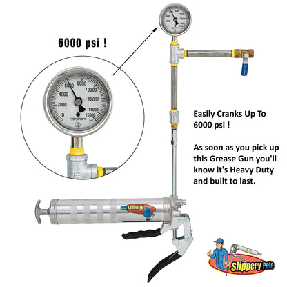 Slippery Pete Pistol Grip Grease Gun - Long Lasting Heavy Duty Steel Construction - Lubricate Tractors, RV's and Cars - Uses 14 Ounce Grease Cartridges - WoodArtSupply