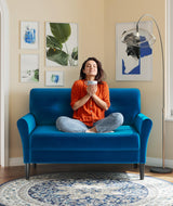 Kidirect 48" Loveseat Sofa, Small Couch for Bedroom, Comfy Love Seat with 21in Extra Deep Seats, 2 Seats Sofa Couch for Small Spaces, Apartment, Tool-Free Setup Mini Couch, Blue Velvet Couch Kidirect