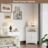 ChooChoo Corner Storage Cabinet, Small Corner Cabinet with Barn Door Design and Adjustable Shelf, Home Space Saver for Living Room, Bathroom, ChooChoo